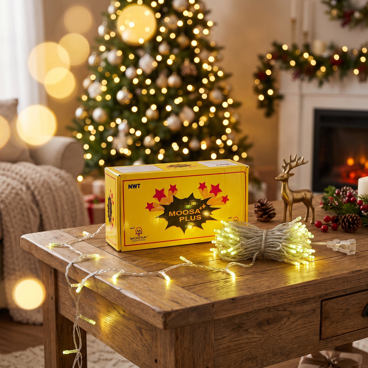 10 x 10 MOOSA+ PLUS Warm White LED String Lights – Festive Decorative Fairy Lights